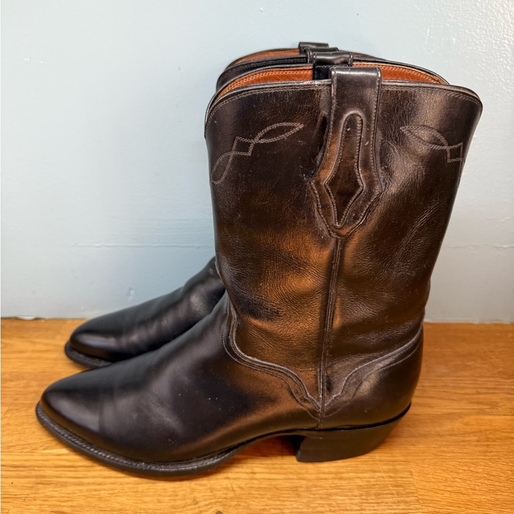 El Dorado Handmade Rare Black Leather Cowboy Boots in excellent condition.